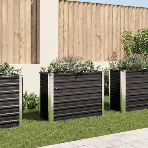 Massbinet Hochbeet Metall Premium hochbeet Balkon oder Garten Pflanzkasten Hochbeete-Kit Kräuterbeet Balkon Hochbeet Hochbeete für Garten 100 x 40 x 77 cm Verzinkter Stahl