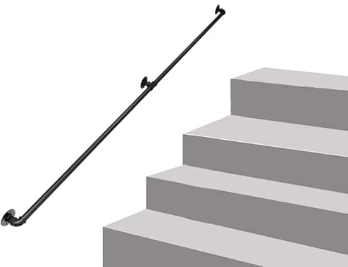 Ringhiera per scale in alluminio nero – metallo industriale per scale interne ed esterne a parete scala di sicurezza Ra per gradini design moderno