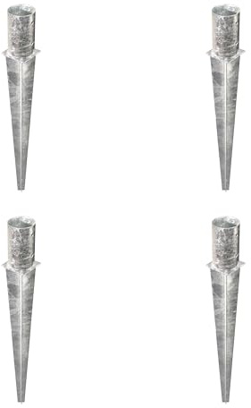 Alberts Lot de 4 douilles de sol à enfoncer - Pour poteaux en bois ronds - Galvanisé à chaud - Diamètre : 121 mm - Longueur totale : 750 mm