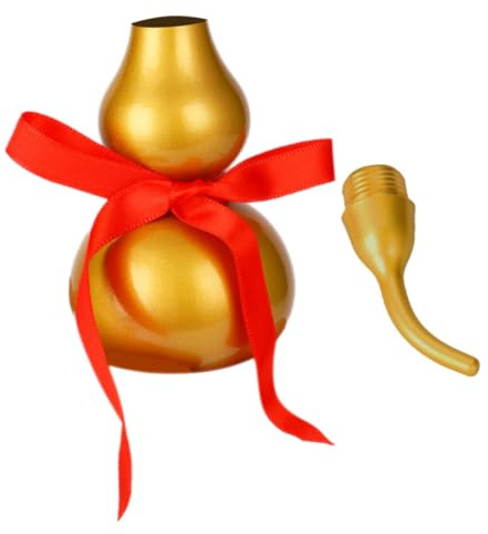TOYANDONA Calabaza Hueca de Latón Mate Tamaño Mediano, Adorno Feng Shui para Escritorio, Figura Artesanal China Suerte para Hogar y Oficina, Decoración Auspiciosa de Prosperidad