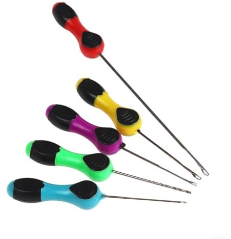 Ensemble de bas de ligne de pêche avec 5 aiguilles d'appât et foret à bouillettes pour la pêche à la carpe, conçu pour un filetage rapide et une configuration fiable de la ligne
