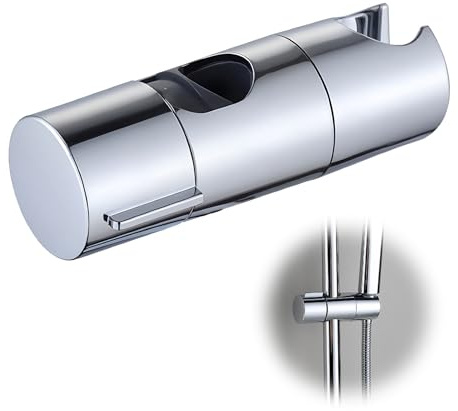 Support de Douchette Réglable pour Pommeau de Douche de 18 à 25 mm, Support Universel, sans Perçage, Rotatif à 360°, Chromé, Compatible avec les Barres de Douche