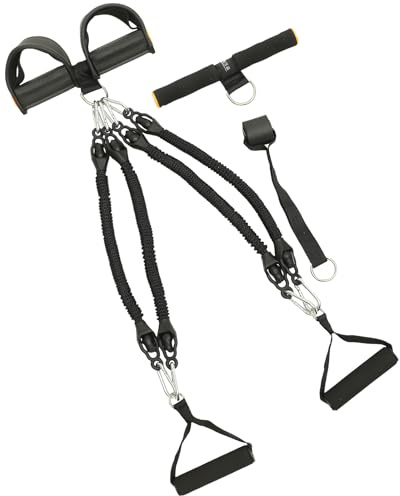 Hohopeti Cuerda Elástica de Resistencia para Entrenamiento Abdominal y Piernas Cuerda Tensora de Péndulo Multifuncional Equipo Portátil para Fitness en Casa Color Negro sin Logo Fácil
