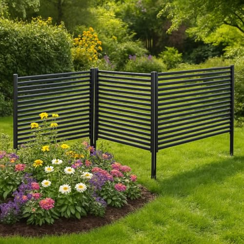GarveeHome Juego de 2 separadores de espacios de jardín, 120 x 180 cm, valla de jardín, rejilla de metal estable, ayuda para jardín y balcón, versátil como rejilla para plantas, protección visual y
