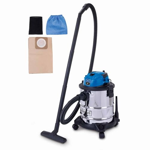 Scheppach Aspirateur Eau et poussières 3en1 VC20 - Accessoires Inclus | 1300W - Puissance d'aspiration Max 20 kPa - 20L - Longueur du Flexible 2 m