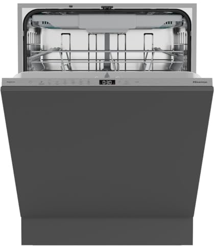 Hisense HV63D16EX NUOVA Lavastoviglie da Incasso, 16 Coperti, 6 Programmi, 11 Litri, Terzo Cesto, Total Dry, Motore asincrono, Partenza Ritardata, Total AcquaStop, 44 dB, Classe D, Grigio