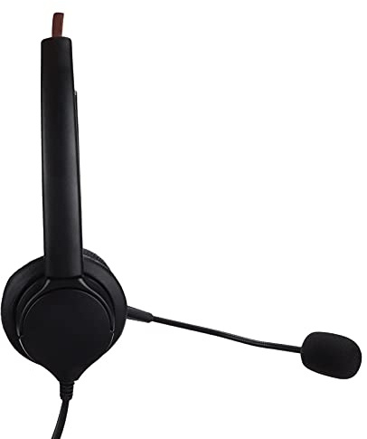 AMONIDA OmniDirectional Telefonheadset med Högupplöst Röst, Bekväm Design för Callcenterproffs, Svart, Enkelörat (VH530D-RJ9 (båda öronen))