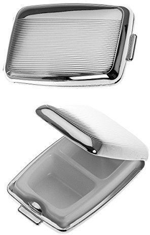 SILBERKANNE Pillendose 2 Fächer Fadenmuster 4,5x6,5x1,5cm Premium Silber Plated edel versilbert in Top Verarbeitung