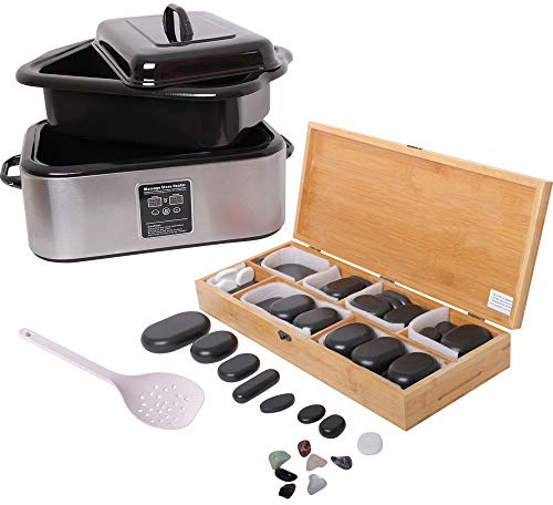 Kit Massage aux Pierres Chaudes: Hot Stone, Unité d’une capacité de 20 litres environ + 64 Pierres - Promafit