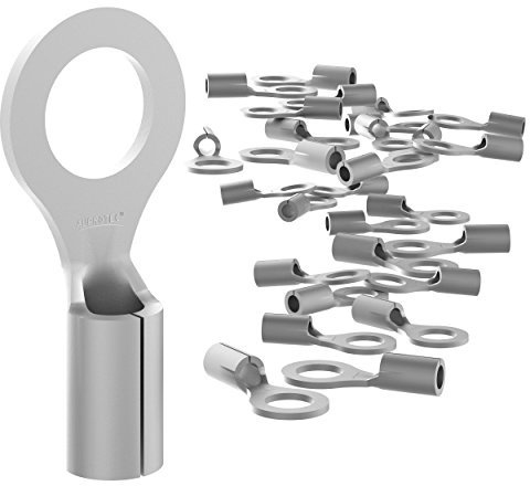 AUPROTEC 25x Connettore ad Occhiello 2,5-4 mm² foro Ø M8 RNB Capicorda nudi Connettori ad Anello Rame Stagnato non isolato Terminali per Cavi Fili Elettrici