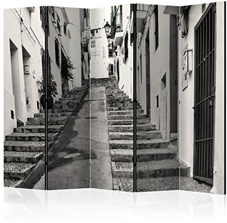 decomonkey Paravent Raumteiler Innen Stadt 225x172 cm 5 Teilig Beidseitig Room Divider Wall Raumteiler Stehend Trennwand Sichtschutz Spanische Wand Sichtschutzwand Wohnzimmer Holz Gasse
