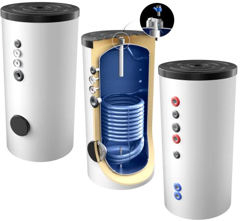 Neue Generation 200 Liter Warmwasserspeicher, mit 1 elliptischen Wärmetauscher, inkl. Versand