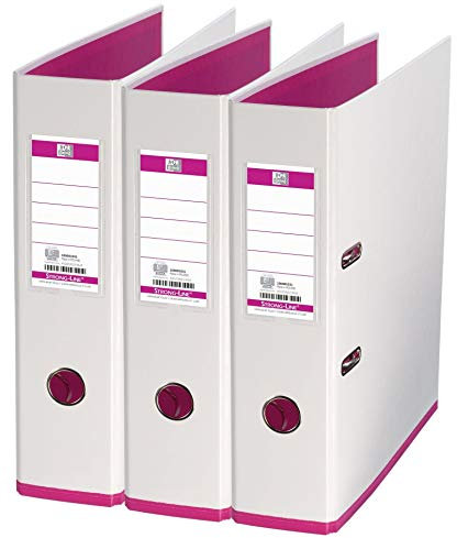 Oxford Ordner A4, MyColour, 8 cm breit, zweifarbig weiß und rosa, 3 Stück