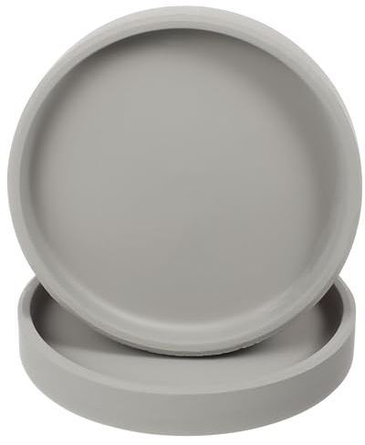 YARNOW Keramik-Blumentopf-Untersetzer, 10,5 cm, rund, Blumentopf-Tropfschalen für den Innen- und Außenbereich, grauer Ton-Untersetzer für Sukkulenten und kleine Zimmerpflanzen, 1,5 cm Höhe, 2 Stück