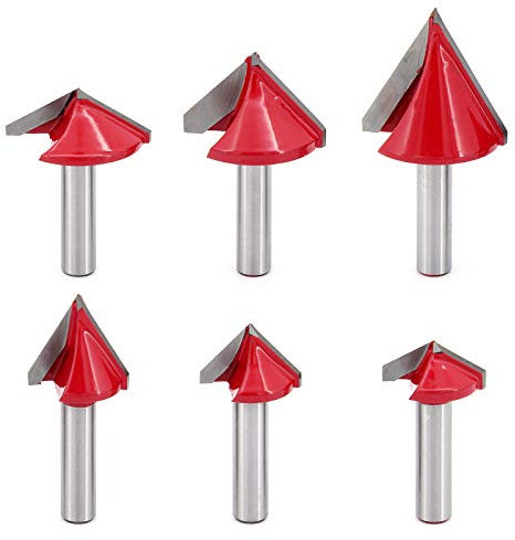 DingGreat 6Pcs 8mm Shank Fresa per scanalatura a V, 60° 90° 120° V Router Bit della scanalatura, punta per fresatrice del legno, fresa CNC