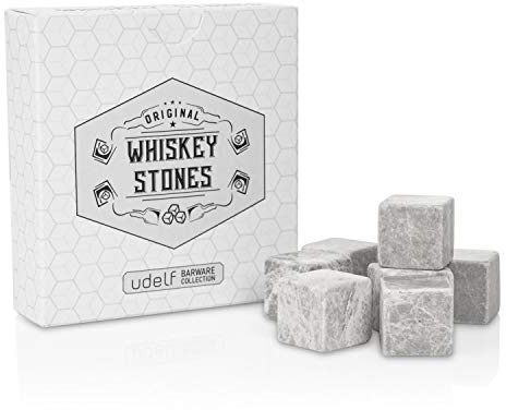 Hediyesepeti Whiskey Steine Set - 12 Marmor Wiskey Eiswürfel Steine Für Alle Getränke, Geschenkbox-verpackung, Wiederverwendbare Whiskey Eiswürfel Mit Stoffzugbeutel, Geschenke Für Männer, Grau