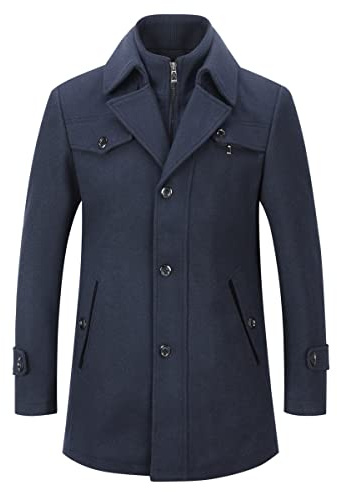 YOUTHUP Cappotto Uomo Lana Spesso Lungo Invernale Stile Parka Trench | Tessuto di lana denso e caldo, taglio lungo antivento, ideale per la stagione fredda