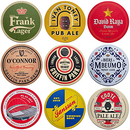 Brentford Lot de 9 tapis de bière
