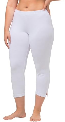 Ulla Popken Damen große Größen Übergrößen Plus Size Caprihose, 7/8-Länge, Elastikbund weiß 62+ 574952209-62+