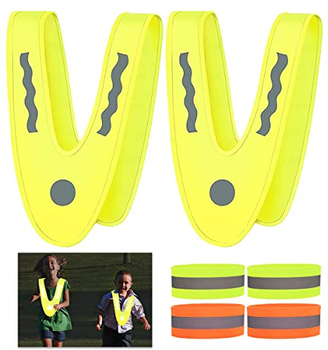 V-Form Reflektorweste Kinder,2PCS V-Form Warnweste Fahrrad,Leichte Warnweste Kinder 3-6 Jahre Sicherheitsweste Kinder Signalkragen Reflektorweste Warnwesten Radfahren Signalkragen Warnweste Kinder