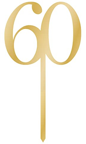 Amscan 9913796 - Sparkling Celebration 60th Birthday Gold Cake Topper - 15.5cm