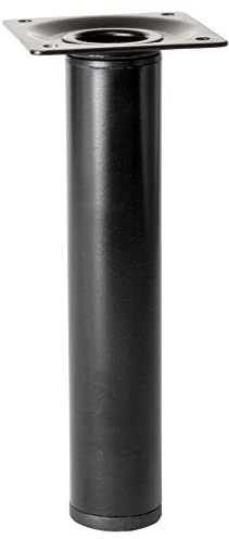 WAGNER Möbelbein/Tischbein/Möbelfuß/Verstellfuß Telescope - Ø 30 x 160-250 mm, Anschraubplatte 60 x 60 mm, ausziehbar, Industriestahl pulverbeschichtet schwarz matt - 12182801