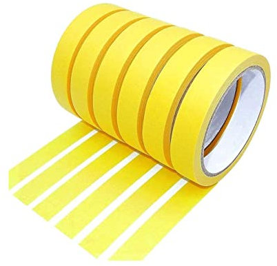 YKKJ Cinta de Enmascarar 6 Rollos de Cinta Carrocero, 15 mm x 20 m, Cinta de Pintor, No Deja Residuos, para Proteger las Superficies al Decorar para Arte Acuarela