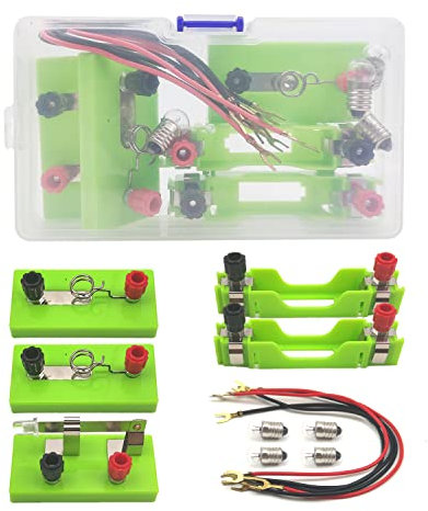 CYIOU Elektro Baukasten Elektro Experiment Elektrizitat Schaltkasten Glühbirne Schalter Leitende Linie Wissenschafts Lern Set Bauschaltungen Basic Circuit Learning Kit für Teenager