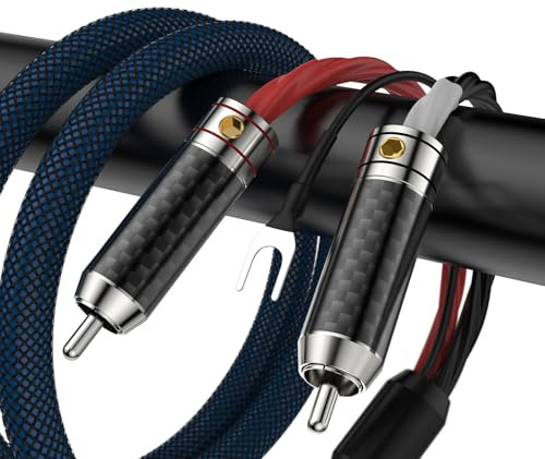 Brollitest High End RCA Phono Kabel, Hochreines Kohlefaser Phono Kabel mit Erdungsdraht, 1.5M Geheimtipp Phono kabel