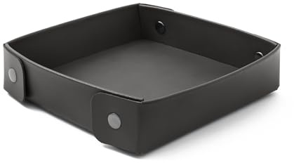 Eglooh - Perseo - Taschenleerer Leder Anthrazit Grau - Schreibtisch-Organizer mit modernem Design - Ablagefach für Schlüssel, Münzen, Schmuck - cm 16 x 16 - Made in Italy