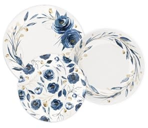 Tramontina - Ensemble d'assiettes plates 28cm, creuses 22cm et a dessert 21cm en porcelaine Ana Flor. Lot de 12.