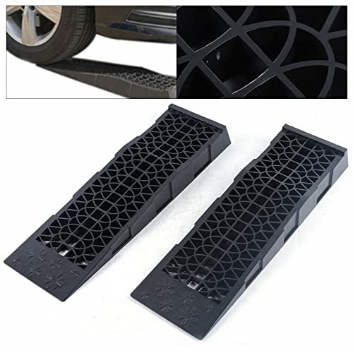 1 Paar Kunststoff-Auffahrrampen, Kunstoff Rampe Plattform, 3t Pkw Kfz LKW Auto Rampe, Extra Breit 3000kg, 2er Set, pp Schwarz, 70 X 20 X 8cm Auffahrrampe