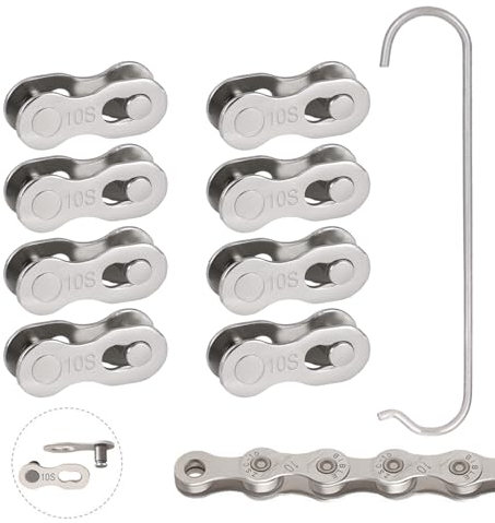 Alicer Fahrrad Kettenschloss 10 Fach 4 Paar Fahrradkette Silber Fahrradkette Kettenverschluss Wiederverwendbare Kettenglieder Fahrrad Kette Set für Mountainbike Rennrad Kette