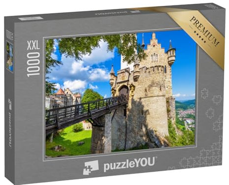 Puzzle 1000 Teile XXL „Schloss Lichtenstein mit Holzbrücke, Deutschland“ – aus der Puzzle-Kollektion Deutschland