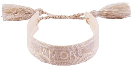 Selfmade Jewelry tyg armband i beige, väv och vävd design – perfekta presenter till kvinnor, perfekta små gåvor, charmiga små presenter till kvinnor – presentidé, Adjustable, Polyester, Ingen ädelsten