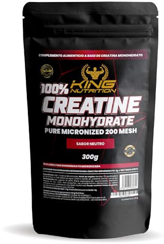 King Nutrition Creatina Monohidratada 100% Pura | 300GR | 100 Tomas | Creatina en polvo, Micronizada 200Mesh Sin Sabor, No-GMO | Vegano | Sin lactosa | Incluye dosificador