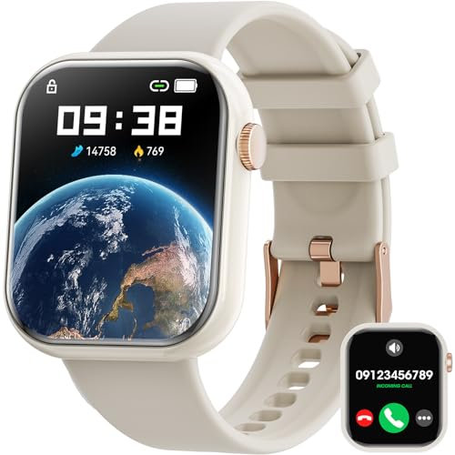 Smartwatch Damen Herren, 1.85 Zoll Touchscreen Smart Watch mit Bluetooth Anrufe, Uhr Damen Herren mit 140+ Sportmodi SpO2 Pulsuhr Schlafmonitor Schrittzähler, Armbanduhr für iOS Android