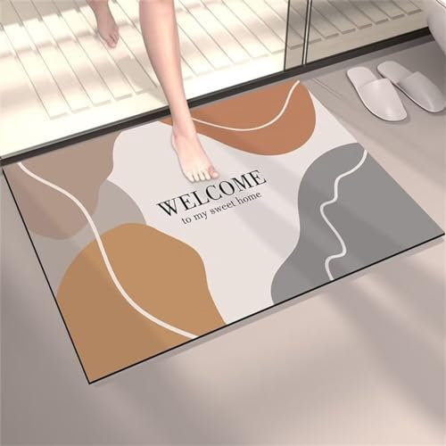 Badezimmerteppich, Badematte Rutschfest, Badteppich, Badvorleger, Duschvorleger, Badematten, Teppich Badezimmer, Bathroom Bath Mat, Badezimmer Teppich, Badematte Stein, Bodenmatte, Gelb 100x150cm