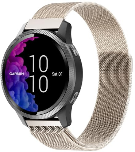 EverAct Metallband Kompatibel für Garmin Vivoactive 4S/Vivomove 3S/Venu 3S/Venu 2S,Forerunner 255S/255S Music/265S,Edelstahl Mesh Metall Uhrenarmband