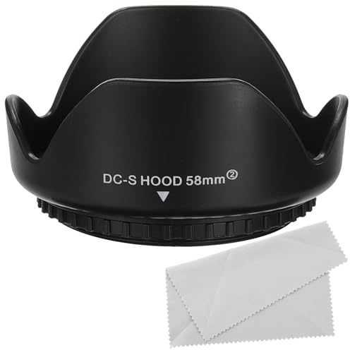 PATIKIL 58mm Camera Lens Hood, Reversible Flower Lens Hood Protector with Cloth for Anti-Reflection Blocks Excess Sunlight Enhance Photography for Nikon, for Fujifilm, for Pentax