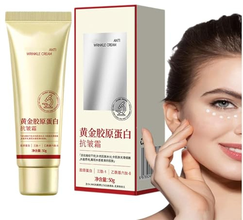 Golden Collagen Cream,Golden Collagen Anti-Falten-Creme, Hautstraffende Creme für das Gesicht,Verlängerte Tiefenhydration für verbesserte Festigkeit (1pcs)