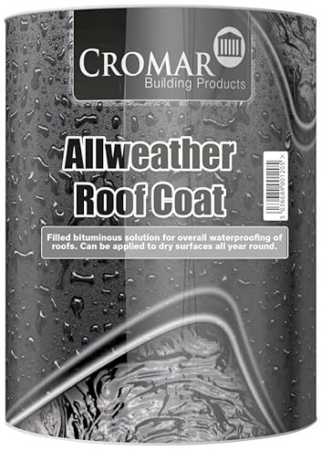 CROMAR AllWeather Roof Coat | Roofing Compound – Solvent-Based, Cold-Applied Bituminous Roof Coating | All Weather Bitumen Paint | Waterproof, Winter-Resistant | 2.5L