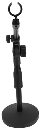 BESTonZON Desktop Microphone Stand Adjustable Height Weighted Base for Stability and Crossbar Design for Short Mic Use for Conference Tables