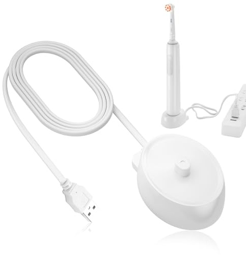 for Oral B Electric Toothbrush Charger USB Plug Inductive Toothbrush Replacement Base Compatible with B-raun Pro 3 iO3 iO4 iO5 iO6 Type 3757 Charging Base Waterproof Universal USB Plug Adapter