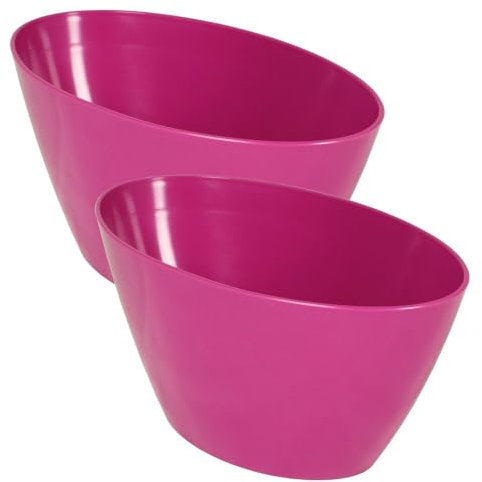 MePla - Lot de 2 bateaux pour orchidées - Pot de fleurs résistant aux intempéries - Pot de fleurs résistant aux UV - Bac à plantes - Bol - L 25 cm - Fuchsia