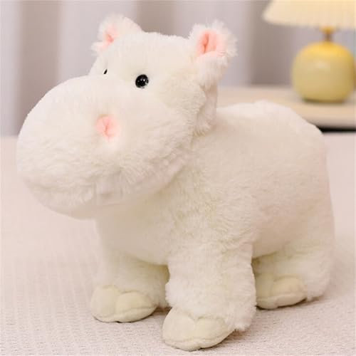 champracer Nilpferd PlüSchtier, Nilpferd Stofftier Superweiches Plüsch, Nilpferd-Plüschpuppe, Niedliches Plüschtier für Mädchen Und Jungen Als Geschenk (Weiß, 25 cm)