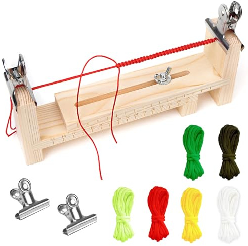 ARJDXDP armbandstillverkningskit, trä justerbar jiggarmbandstillverkare med 6 paracord för paracordflätning
