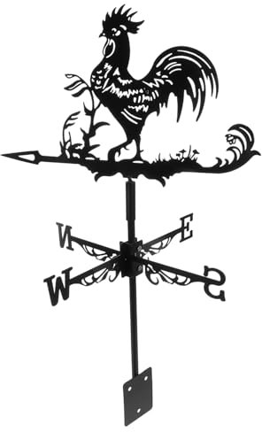 Milisten Girouette Extérieure en Forme de Coq - Indicateur de Vent en Fer Rouillé pour Décoration de Jardin