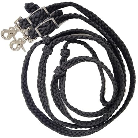 LXLAEOANG Pferde Zügel Breite Paracord-Fasszügel, handgeflochtene Pferdezügel, geknotete Fasszügel mit Griffknoten