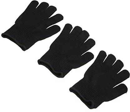 HAPINARY 3stücke Hitzebeständige Haarstyling Handschuhe Aus Hochwertiger Baumwolle Elastischer Für Optimalen Sitz Schützt Hände Bis Beim Curling Iron Und Glätteisen Schwarz